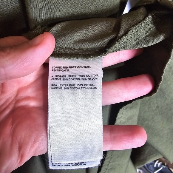 Gap Lace Sleeve Army Jacket Green Ruffle Cotton Midi Dress - Picture 12 of 15